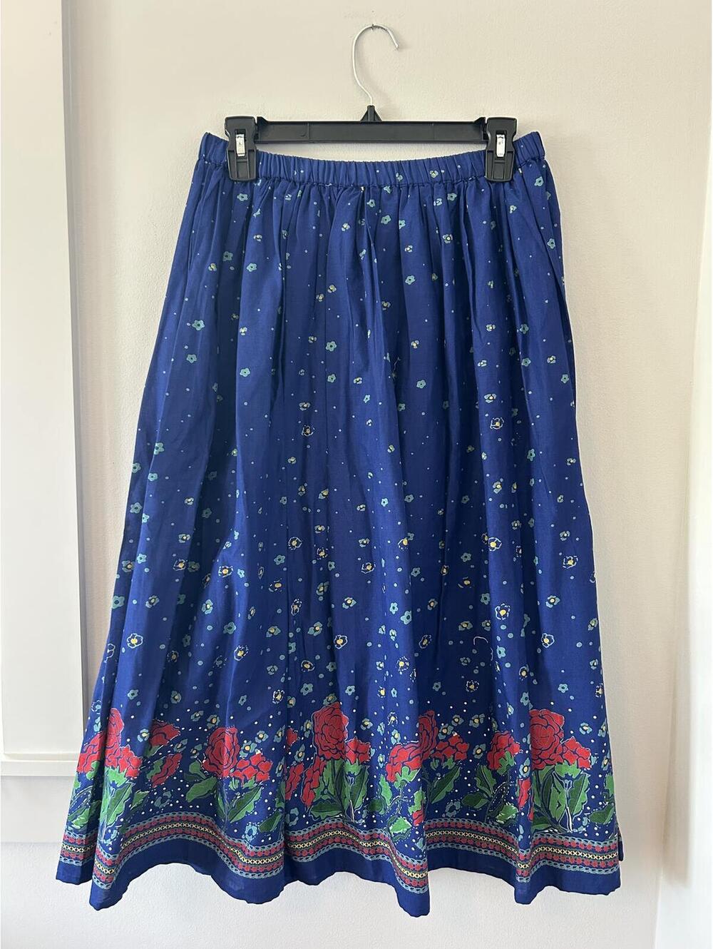 Vintage Anthony Richards Pleated Maxi Skirt 100% Cotton Size Large